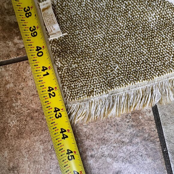 Sears Bath Towels USA Set of 2 MCM 70s Green Sculpted Floral Tapestry Fringe - Picture 10 of 13